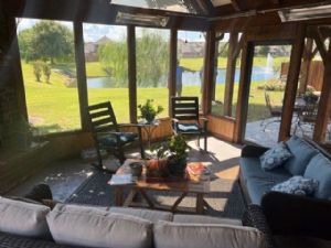 Screened-In Porch, Pergola & Fireplace